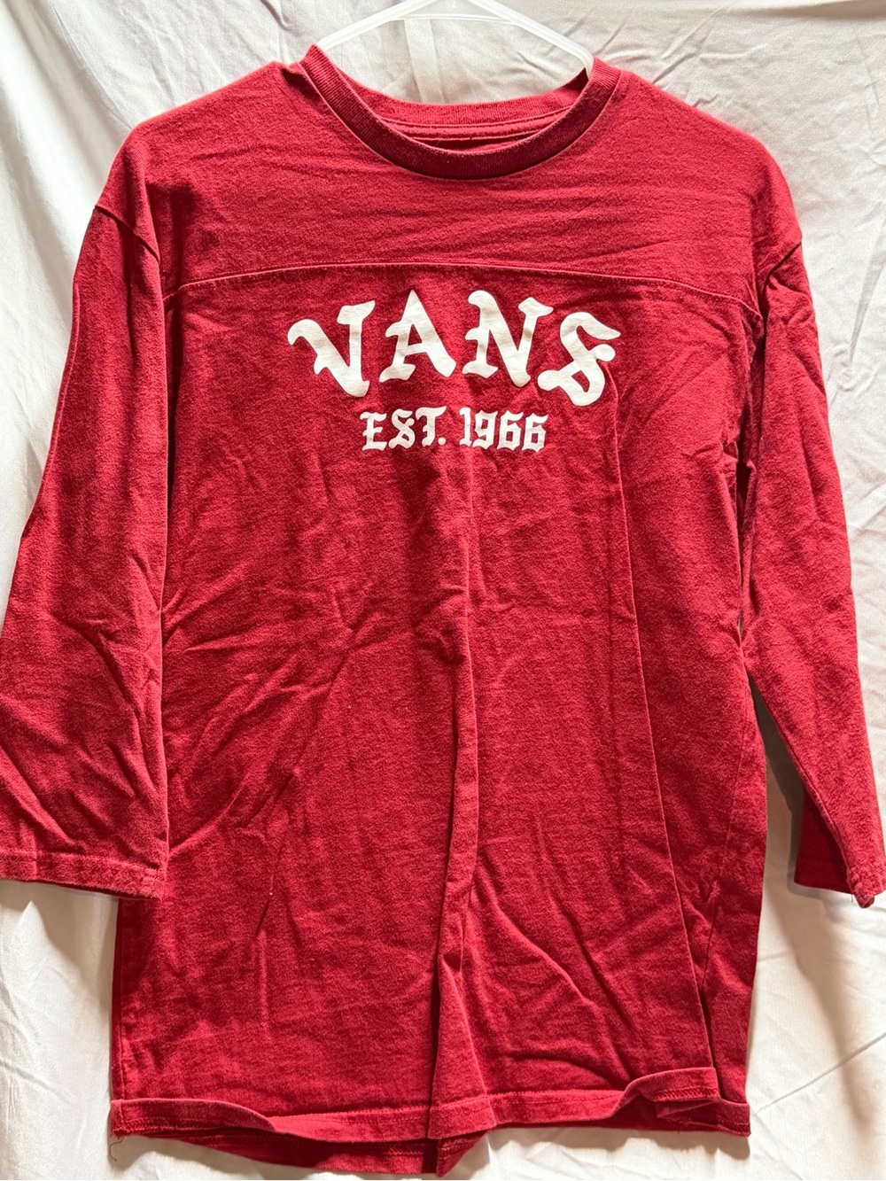 Vans Red Crewneck Long Sleeve Tee with White Label